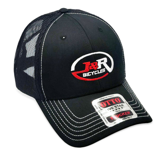 J&amp;R Bicycles Logo Otto Trucker Hat-Black/Black - 1