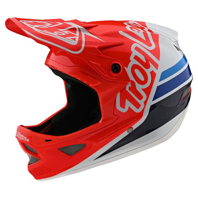 Troy Lee Designs D3 Fiberlite BMX Race Helmet-Silhouette Red/White