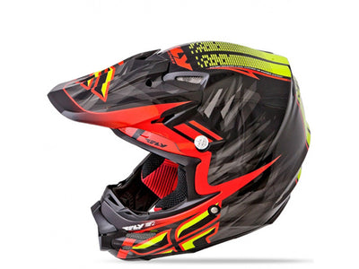 Fly Racing F2 Carbon Shorty Helmet-Black/Red/Lime