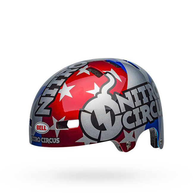 Bell Local Helmet-Nitro Circus Gloss Silver/Blue/Red - 1