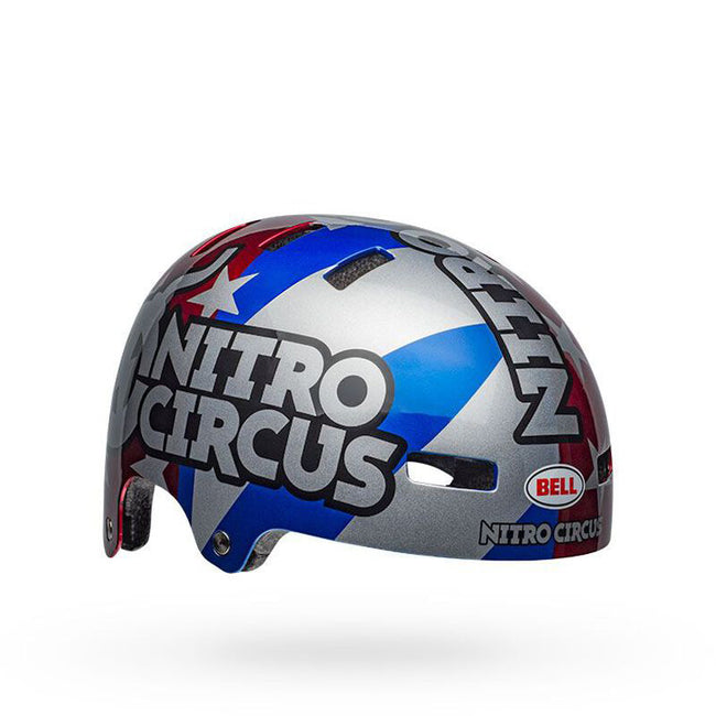 Bell Local Helmet-Nitro Circus Gloss Silver/Blue/Red - 2