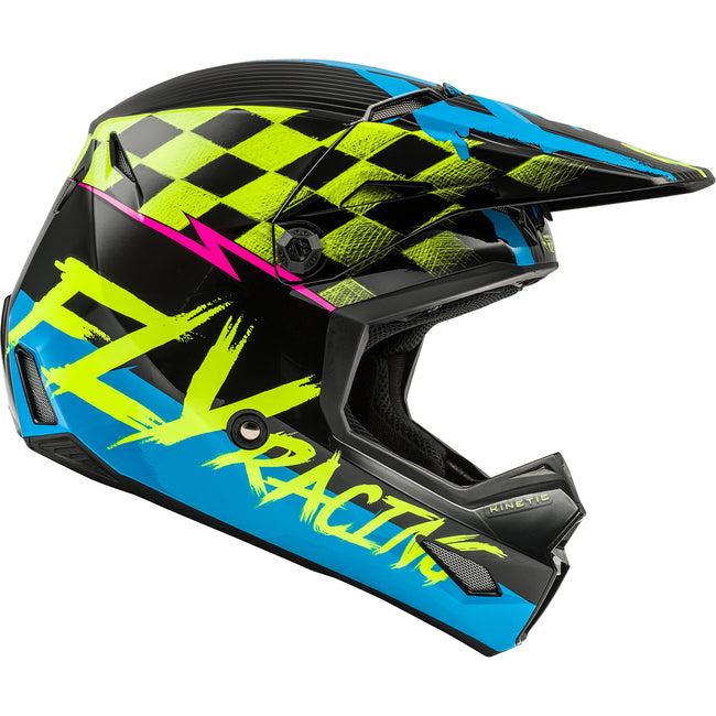 Fly Racing Kinetic Sketch BMX Race Helmet-Blue/Hi-Vis/Pink - 2