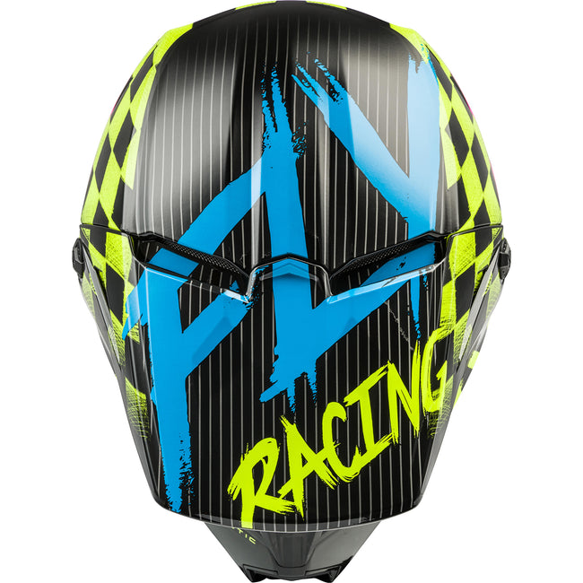 Fly Racing Kinetic Sketch BMX Race Helmet-Blue/Hi-Vis/Pink - 4