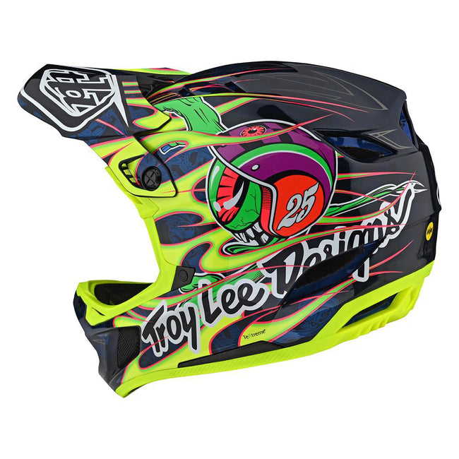 Troy Lee Designs D4 Carbon MIPS BMX Race Helmet-Eyeball Flo Yellow - 2