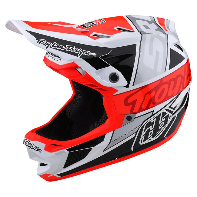 Troy Lee Designs D4 MIPS Team SRAM BMX Race Helmet-White/Glo Red - 1