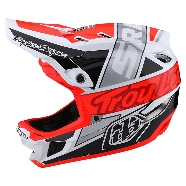 Troy Lee Designs D4 MIPS Team SRAM BMX Race Helmet-White/Glo Red - 2