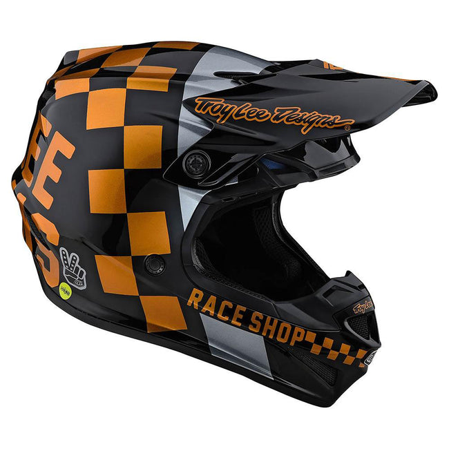 Troy Lee Designs SE4 Poly Checkers MIPS BMX Race Helmet-Black/Gold - 4