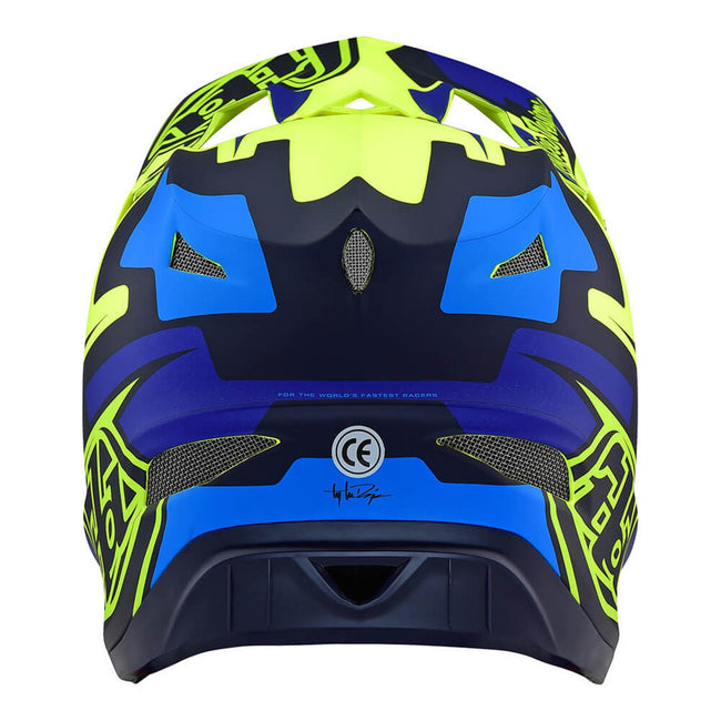 Troy Lee Designs D3 FIberlite Speedcode Helmet-Yellow/Blue - 3