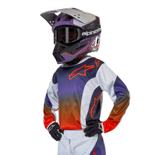 Alpinestars Kids Racer BMX Race Jersey-Graphic 1-Light Grey/Hot Orange/Black - 3