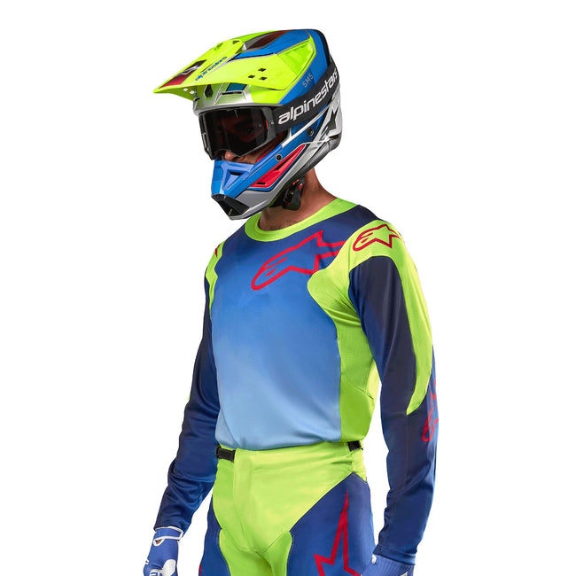 Alpinestars Racer Hoen BMX Race Jersey-Yellow Flo/Blue/Night Navy - 4