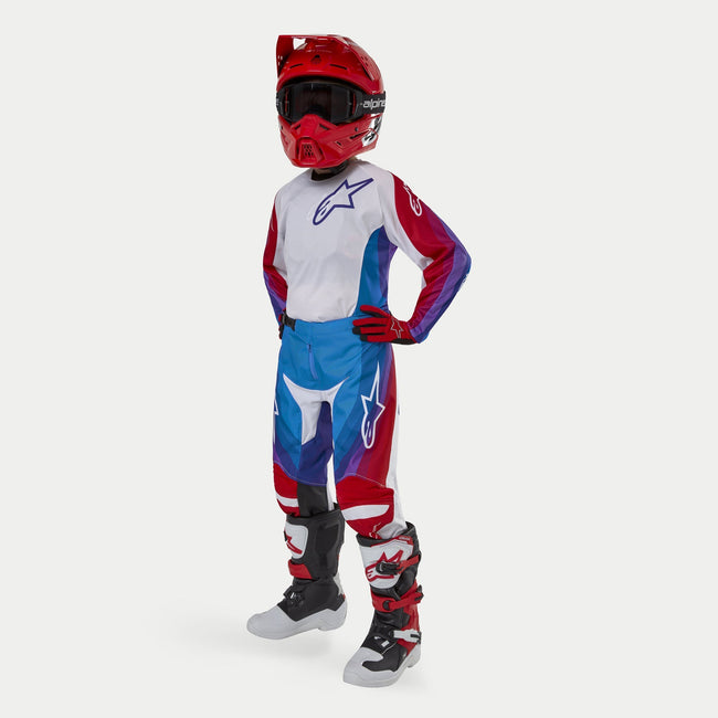 Alpinestars Youth Racer Pneuma BMX Race Jersey-Blue/Mars Red/White - 6