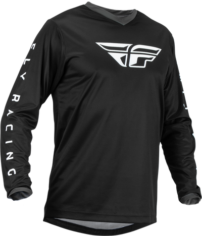 Fly Racing F-16 BMX Race Jersey-Black/White-White Logo-Adult L