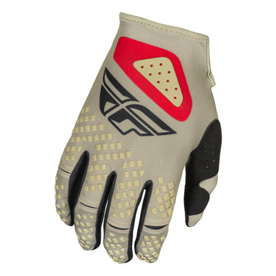 Fly Racing Kinetic Sym BMX Race Gloves-Light Grey/Red/Black