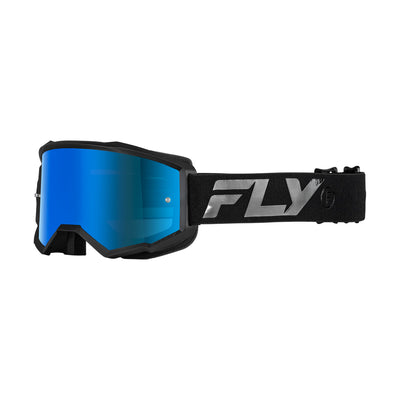 Fly Racing Zone Goggles-Black/Black w/Sky Blue Mirror/Smoke Lens