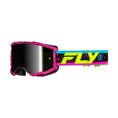 Fly Racing Zone Goggles-Pink/Black/Hi-Vis W/Black Mirror/Smoke Lens