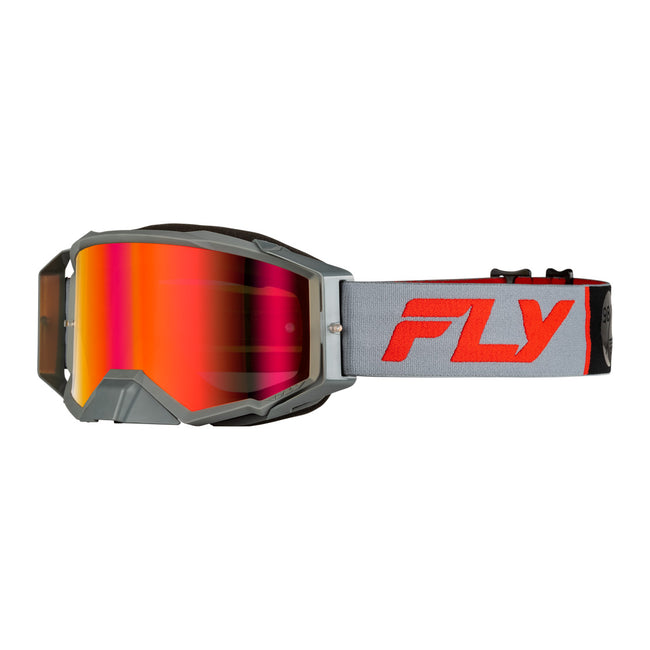 Fly Racing Zone Pro Goggles-Grey/Red w/Light Red Mirror/Amber Lens - 1