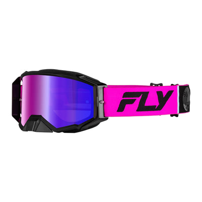 Fly Racing Zone Pro Goggles-Pink/Black w/Iridescent Red Mirror/Smoke Lens