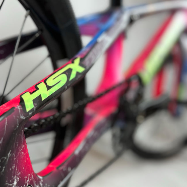 Meybo Custom HSX Carbon Pro Race Bike-Pink/Blue/Hi-Vis Yellow - 6