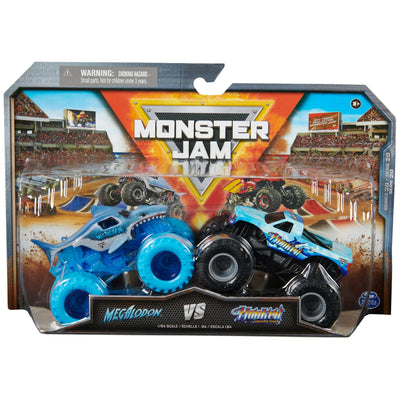 Monster Jam Die-Cast 1:64 Scale Monster Truck-2-Pack-Megalodon vs Hooked