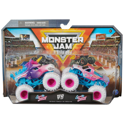 Monster Jam Die-Cast 1:64 Scale Monster Truck-2-Pack-Sparkle Smash vs Sparkle Smash