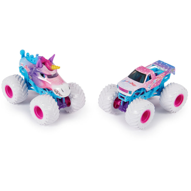 Monster Jam Die-Cast 1:64 Scale Monster Truck-2-Pack-Sparkle Smash vs Sparkle Smash - 2