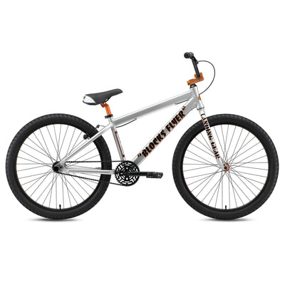 SE Bikes Blocks Flyer 26" BMX Freestyle Bike-Iced Out Silver