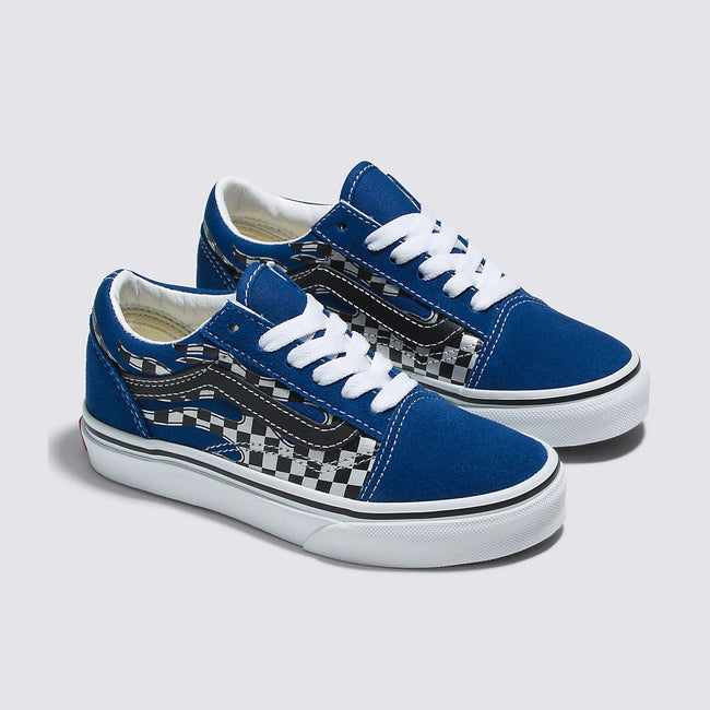 Vans Old Skool Kids Shoes-Reflect Check Flame-Blue - 2