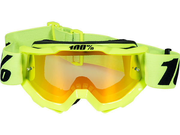 100% Accuri Youth Goggles-Fluorescent Yellow-Mirrored Red Lens - 2