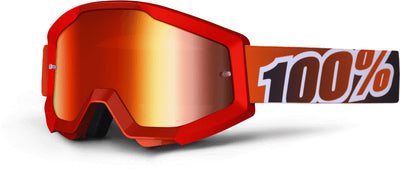 100% Strata Goggles-Fire Red-Mirror Red Lens