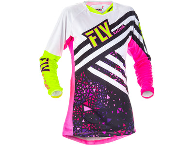 Fly Racing 2018 Kinetic Women's BMX Race Jersey-Neon Pink/Hi-Vis