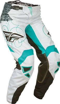 Fly Racing Kinetic Ladies BMX Race Pants-Teal/White-Youth 20