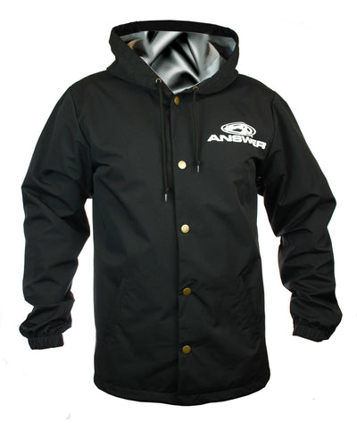 Answer Windbreaker Hooded Button-Up-Black