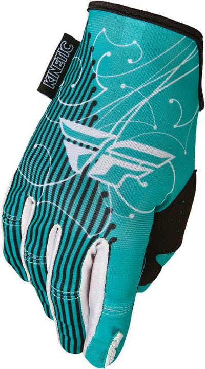 Fly Racing Kinetic Ladies BMX Race Gloves-Teal/White