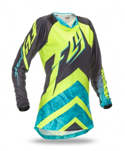 Fly Racing 2016 Kinetic Ladies BMX Race Jersey-Teal/Hi-Vis