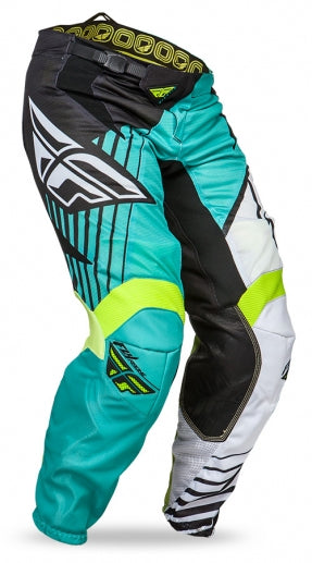 Fly Racing Kinetic Vector Mesh Race Pants-Black/White/Teal - 1