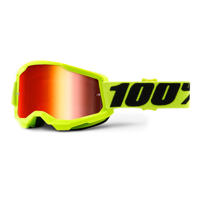 100% Strata2 Goggles-Yellow-Mirror Red Lens - 1