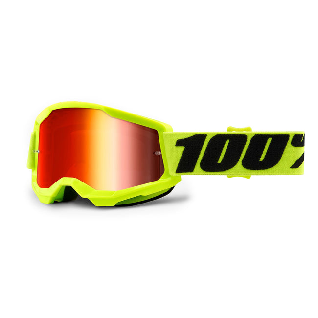 100% Strata2 Youth Goggles-Yellow-Mirror Red Lens - 1