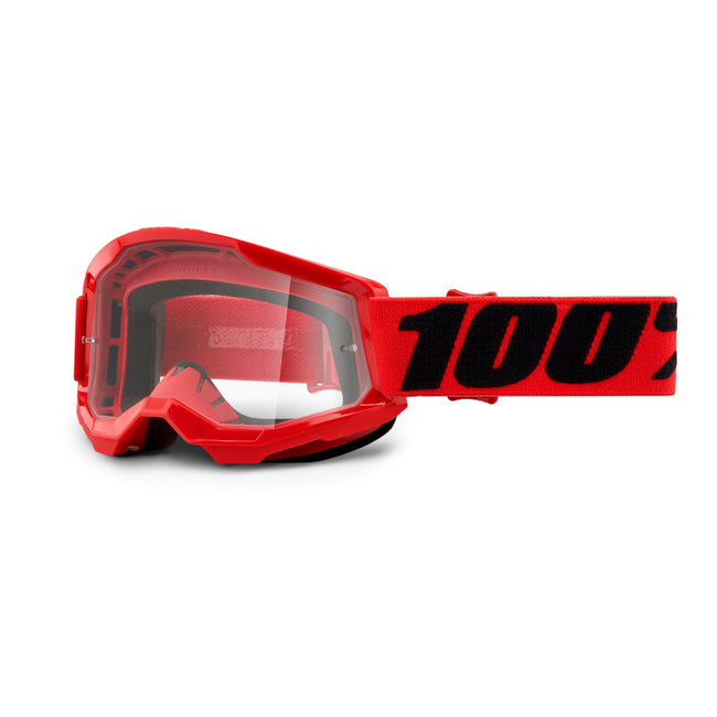 100% Strata2 Youth Goggles-Red-Clear Lens - 1