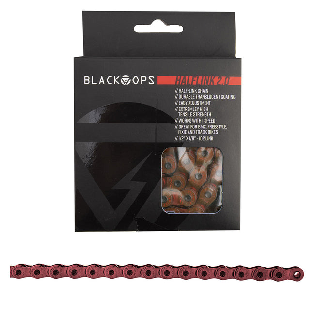 Black Ops HalfLink 2.0 BMX Freestyle Chain-Trans Red - 2