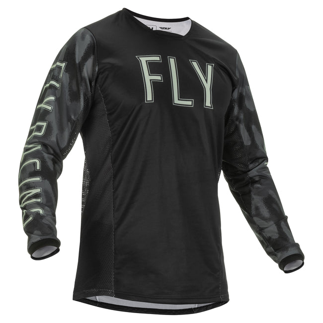 Fly Racing 2022 Kinetic S.E. Tactic BMX Race Jersey-Black/Grey Camo - 1