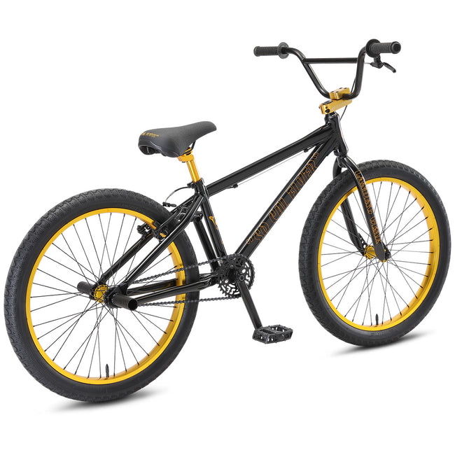 SE Bikes So Cal Flyer 24&quot; BMX Freestyle Bike-Stealth Mode Black/Gold Ano - 3