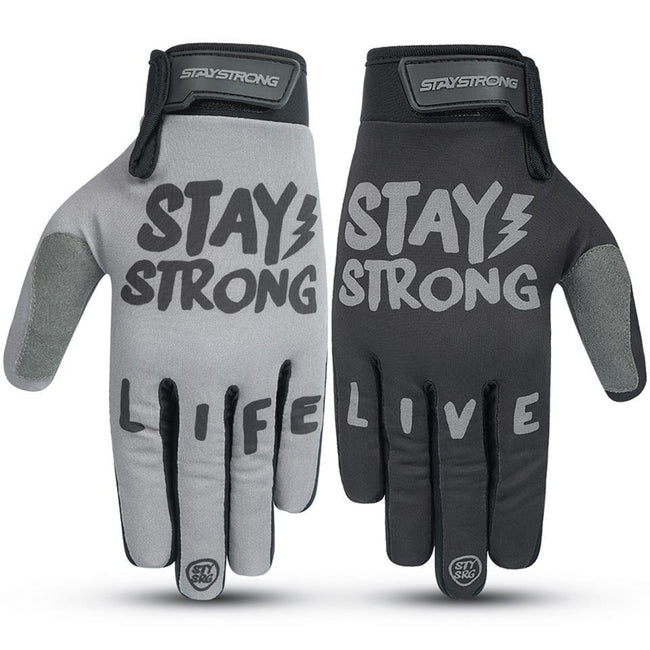 Stay Strong Live Life BMX Race Gloves-Black/Grey - 1