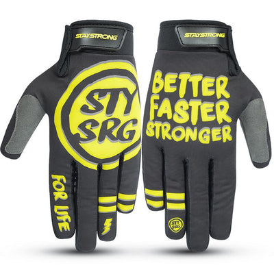 Stay Strong Rough BFS BMX Race Gloves-Black/Yellow