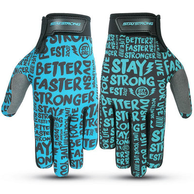 Stay Strong Sketch BMX Race Gloves-Black/Teal