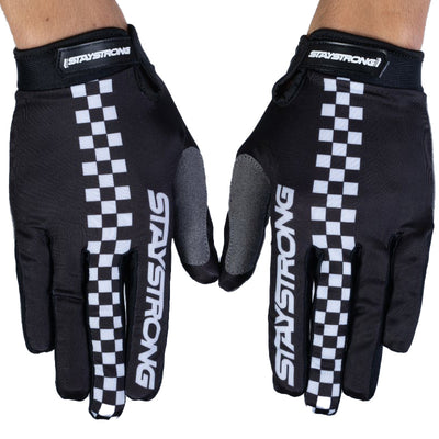 Stay Strong Checker BMX Race Gloves-Black