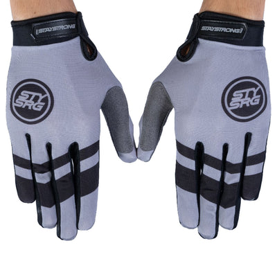 Stay Strong Chevron BMX Race Gloves-Grey