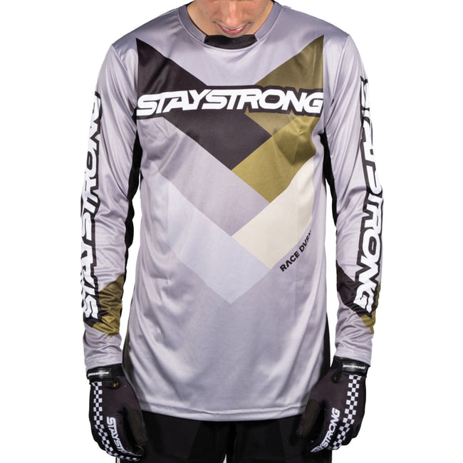 Stay Strong Chevron BMX Race Jersey-Grey - 1