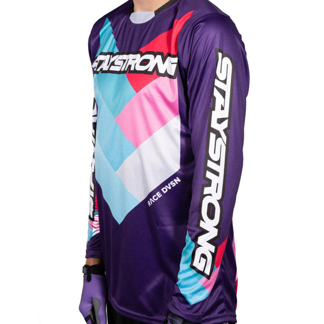 Stay Strong Chevron BMX Race Jersey-Purple - 2