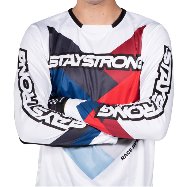 Stay Strong Chevron BMX Race Jersey-White - 2