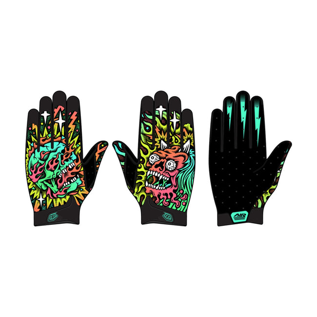 Troy Lee Designs Air BMX Race Gloves-Skull Demon-Orange/Green - 1